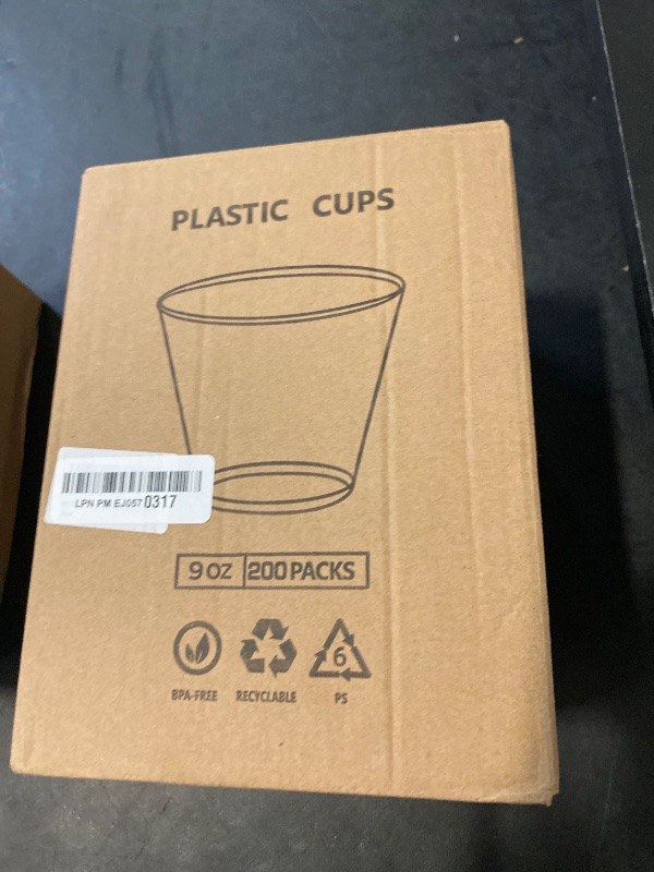 Photo 1 of RACETOP 200 Pack 9 oz Clear Plastic Cups for Party, Disposable Clear Cup, Disposable Cups, Wine Glasses Cups, Plastic Cocktail Glasses