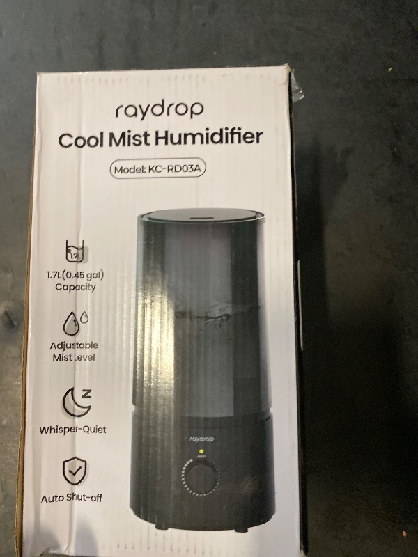 Photo 1 of raydrop Humidifiers for Bedroom, Cool Mist Humidifiers for Babies, 1.70L Quiet Ultrasonic Humidifier, Space-Saving, Filterless, Auto Shut Off - (0.45 Gallon, US 110V)