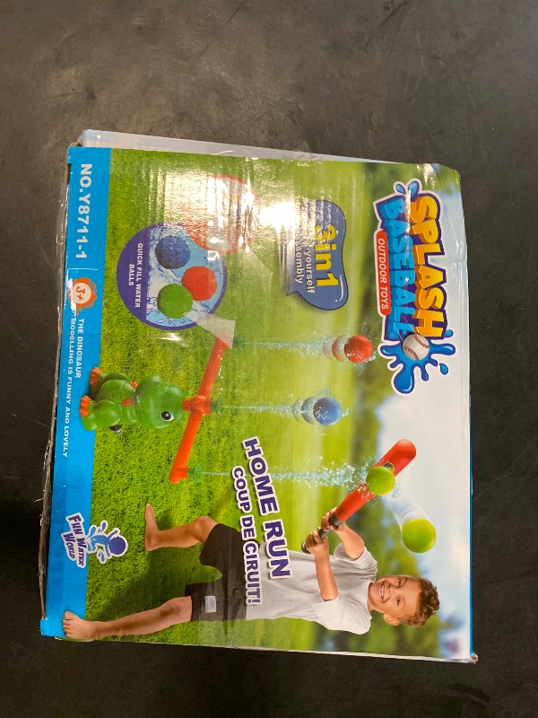 Photo 1 of VATOS Water Sprinkler Baseball Outdoor Toy for Kids, 4 in 1 Dinosaur 360° Spin Sprinkler Water Tee-Ball & Ball, Summer Fun Play Games Outside Backyard Yard Garden Lawn for Toddlers Boys Girls