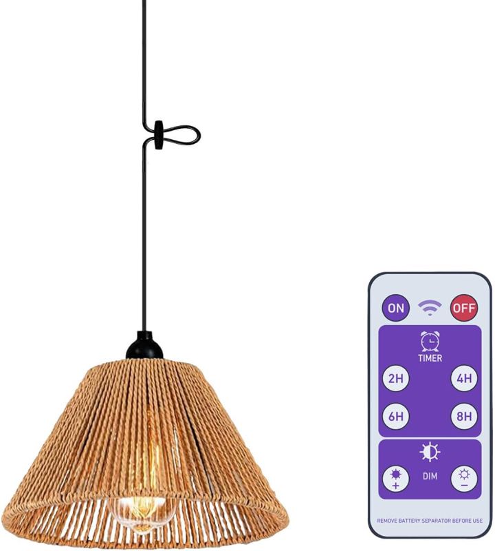Photo 1 of Battery Operated Hanging Pendant light, Battery Outdoor Chandelier, Gazebo Lights with Warm White Bulb, 4*aa Battery Powered Outdoor Chandelier for Gazebo Pergola Porch Patio Indoor Decor (2)