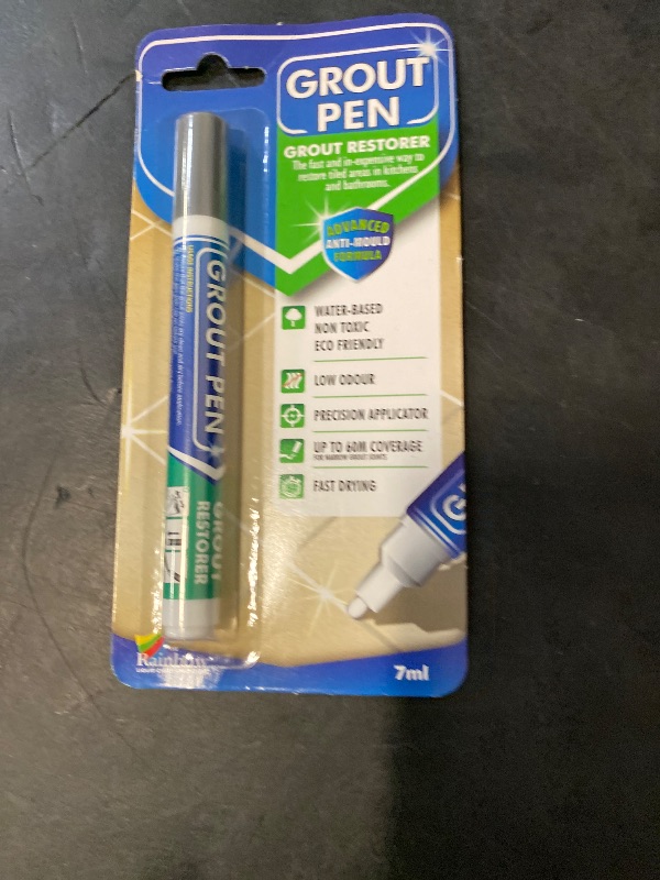 Photo 1 of Grout Pen Grey Tile Paint Marker: Waterproof Grout Paint, Tile Grout Colorant and Sealer Pen - Grey, Narrow 5mm Tip (7mL)