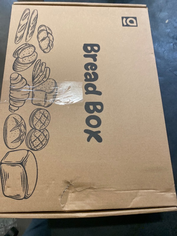 Photo 1 of Goozii Black Bread Box for Kitchen Countertop, Large Bread Storage Container for Homemade Bread, Wood Farmhouse Breadbox Organizer for Kitchen Counter Corner, Cabinet, Pantry, Cupboard (Black)