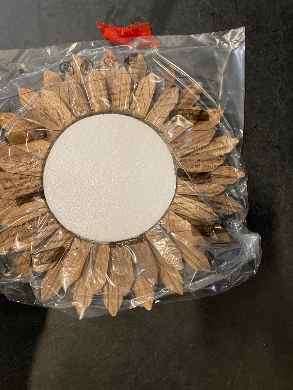 Photo 1 of Honiway Wall Mirror Decorative 12 inch Rustic Wood Mirror Sunburst Boho Mirror for Entryway Bedroom Living Room Bathroom House Warming Gifts New Home Essential Carbonized Black