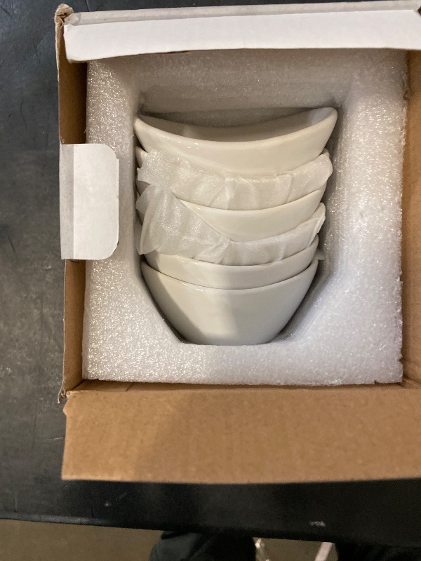 Photo 1 of Swuut Ceramic Dipping Bowls Set of 6,1.5 Oz White Dip Pinch Bowl,Soy Sauce Dishes,Mini Bowls for Charcuterie Board Sushi,Tomato Sauce,BBQ and Party Supplies(White)
