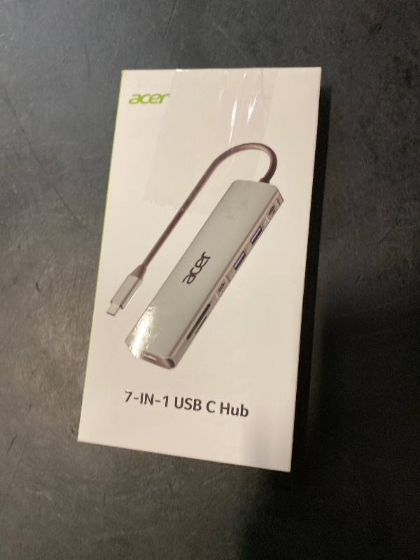 Photo 1 of Acer USB C Dock, 7 in 1 USB C to HDMI Hub, 2 USB 3.1 GEN1 and 5Gbps Type-C Data Port, 4K HDMI Port, PD 100W Charging, SD Card Reader, for iPad Pro MacBook Pro Acer Laptops and More (Silver)