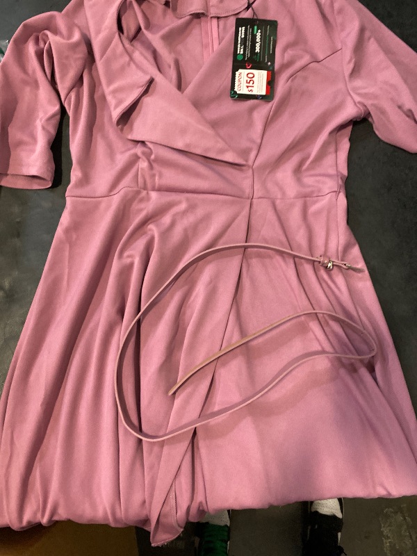 Photo 1 of Size M Elainone Women 3/4 Sleeve Casual Swing Flared A Line Dress Wedding Guest Semi Formal Office Work Dresses with Belt