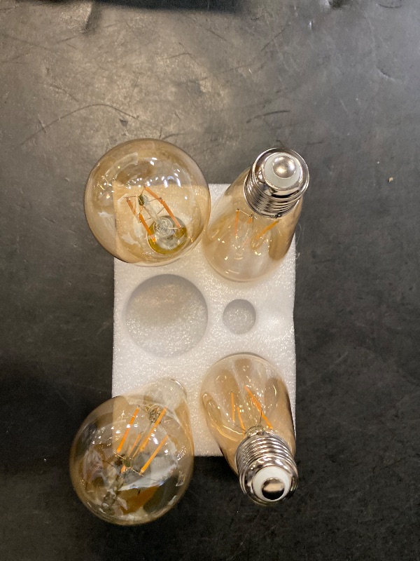 Photo 1 of ALAMPEVER Dimmable 6-Pack ST19/ST58 Vintage LED Edison Bulbs, Decorative LED Light Bulbs, 8W(100W Equiv.), 2200K Warm White, E26 Base, 900LM, CRI90, Amber Glass