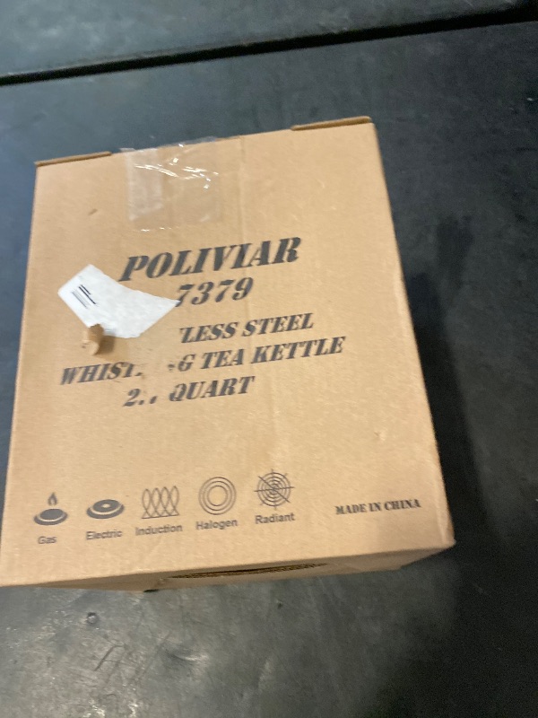 Photo 1 of Poliviar Tea Kettle, 2.7 Quart Seaweed Green Finish with Wood Pattern Handle Loud Whistle Food Grade Stainless Steel Teapot, Anti-Hot Handle and Anti-Rust, Suitable for All Heat Sources (JX2020-SB30)