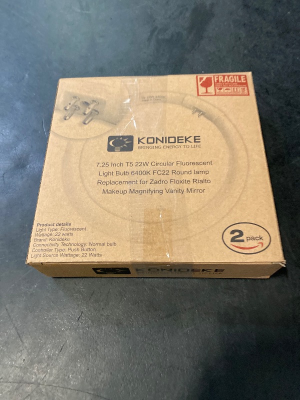 Photo 1 of Konideke 7 Inch T5 22W Circular Bulb Compatible with Floxite Zadro Rialto Makeup Magnifying Vanity Mirror FC22 Round Fluorescent Light Bulb 6500K 2 Count