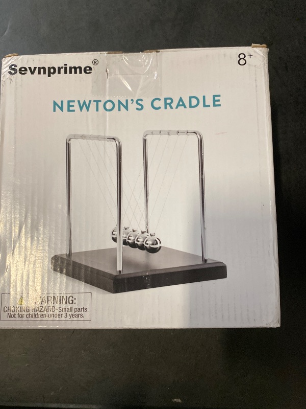 Photo 1 of SEVNPRIME 5 Large Beads Newton's Cradle Balance Balls Desk Toys Office Decorations with Black Wooden Base Desk Balance Balls Fun Science Physics Toys for Office/Bedroom/Living Room