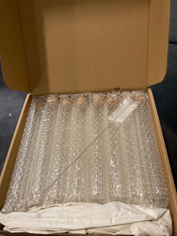 Photo 1 of BKMAMLAB Glass Test Tube Set 24pcs 80ml Glass Test Tubes 25 x 200mm with Cork Stoppers and 1pcs 24 Holes Plastic Tubes Rack for Test Lab Tubes
