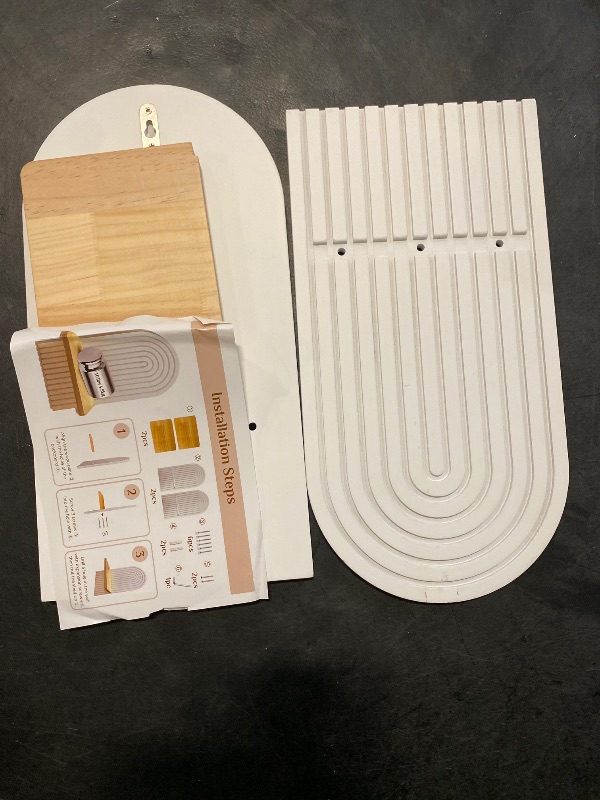 Photo 1 of Wood Wall Shelves Wood Floating Shelf for Small Plant and Decors, White Hanging Shelf Home Accent