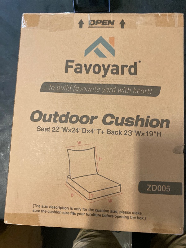 Photo 1 of Favoyard Outdoor Seat Cushion Set 22 x 24 Inch Waterproof & Fade Resistant Patio Furniture Cushions with Removable Cover Deep Seat & Back Cushion with Handle and Adjustable Straps for Chair Sofa Couch