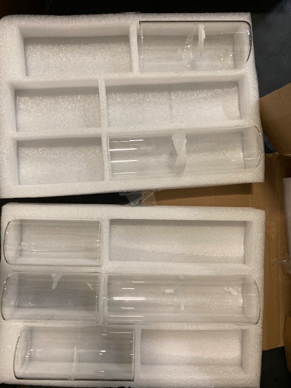 Photo 1 of Shihanee Set of 12 Pillar Candles and Glass Cylinder Vases Clear Cylinder CandleHolders for Slim Pillar Candles Wedding Centerpieces(2.6'' X 4.7'', 5.9'', 7.9'',White)
