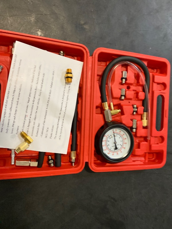 Photo 1 of 0-140PSI Fuel Injector Injection Pump Pressure Tester, Fuel Pressure Tester Kit, Universal Fuel Pump Pressure Tester Gasoline Car Truck Motorcycle Diagnostic Tool