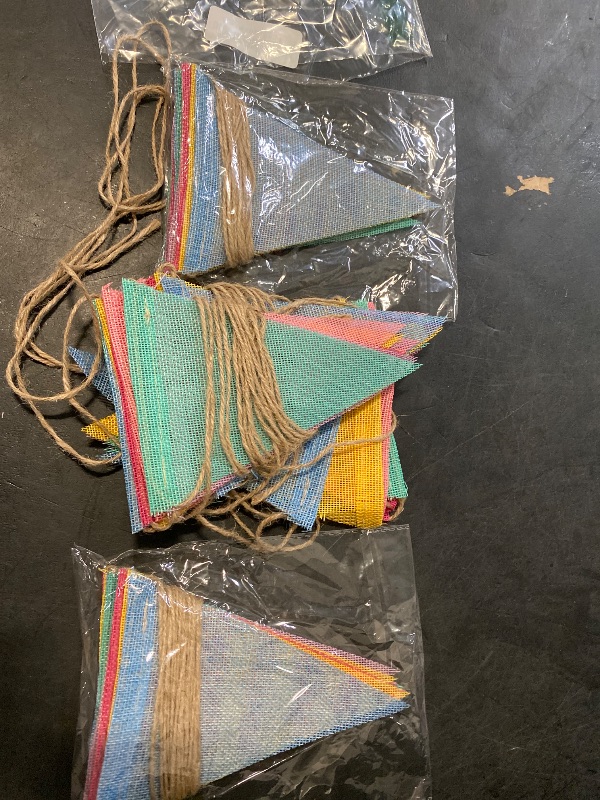 Photo 1 of Pennant Banner Flags Pastel - GREATRIL Colorful Triangle Banners for Birthdays Easter Classroom School Carnival Garland Outdoor Burlap Bunting Party Decorations 4 Strings