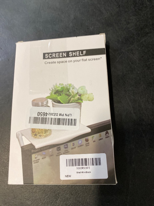 Photo 1 of Adjustable Screen Top Shelf Organizer for TV Computer Monitor Flat Screen 'TV Mount Top Shelf Used to Place Soundbar Cable Box Speakers Apple TV Play-Station Camera Frames Remote-Black