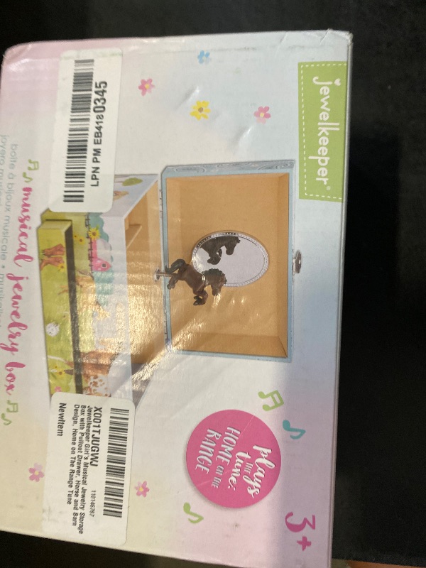 Photo 1 of Jewelkeeper Girl's Musical Jewelry Storage Box with Pullout Drawer, Horse and Barn Design, Home on The Range Tune