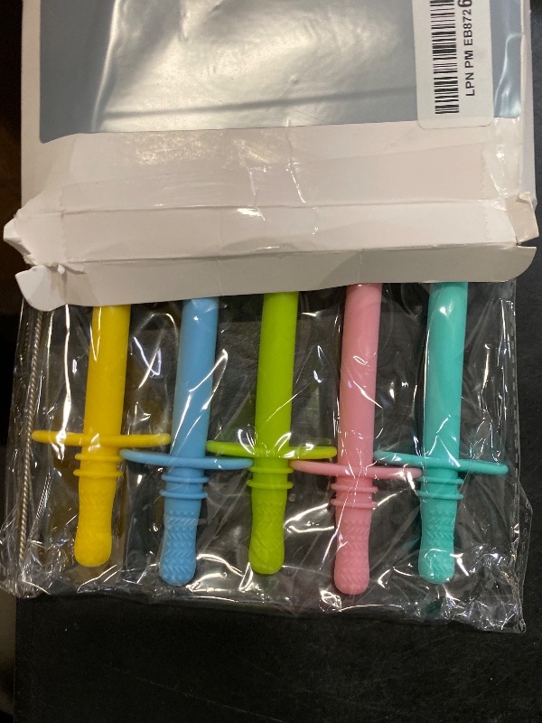 Photo 1 of Fu Store Hollow Teether Tube Chew Straw Toy for Infant Toddlers Silicone Tubes Teething Toys for Babies 3-12 Months BPA Free/Freezable/Dishwasher and Refrigerator Safe (5 Pack)