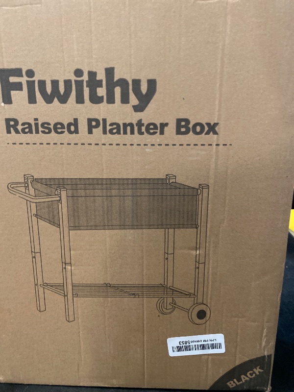 Photo 1 of Fiwithy Raised Garden Bed with Legs for Outdoor Plants, Standing Elevated Planter Box Cart on Wheels for Vegetables Flower Herb Patio, Black