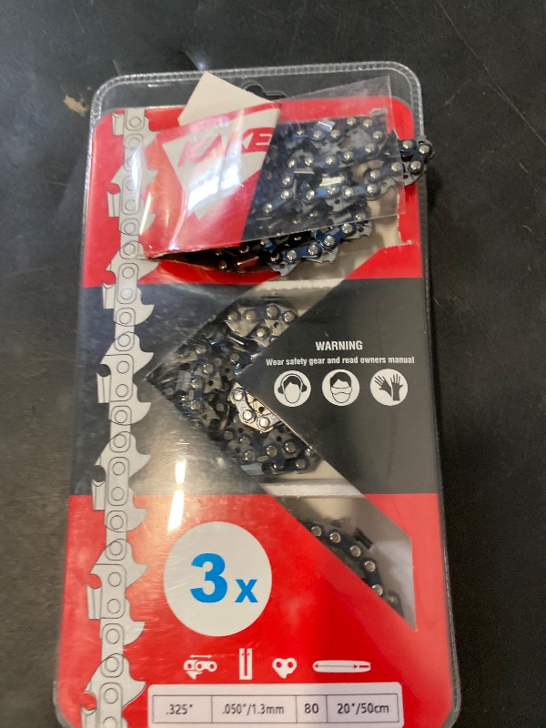 Photo 1 of KAKEI Husqvarna Chainsaw Chain 20 Inch .325" Pitch .050" Gauge 80 Drive Links Fits Husqvarna 450 (Rancher), 545 (Rancher), 550 (XP), Craftsman, Jonsered (3 Chains)