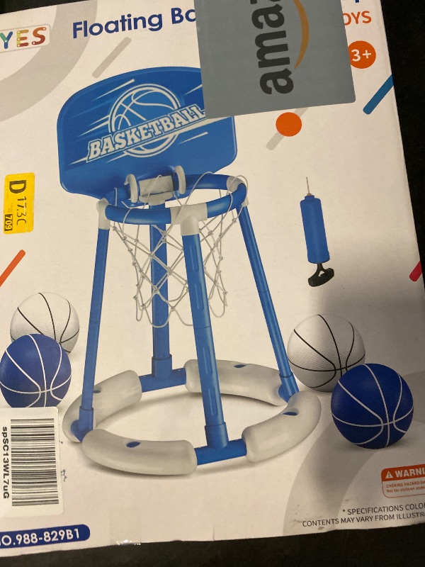 Photo 1 of HYES Pool Basketball Hoop Poolside with Backboard, Floating Pool Toys with 4 Basketballs/4 Water Balloons/Pump, Swimming Pool Games for Kids & Adults Indoor Outdoor Play, Blue