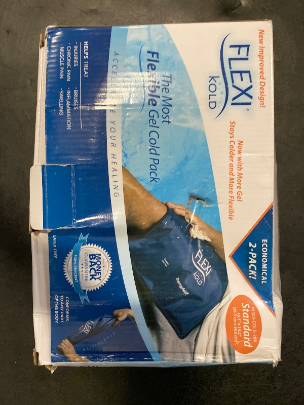 Photo 1 of 2 FlexiKold Gel Ice Packs (Standard Large: 10.5" x 14.5") - Reusable Cold Pack for Injuries, for Back Pain Relief, Migraine Relief Pad, After Surgery, Postpartum, Headache, Shoulder - 6300-COLD 2PK