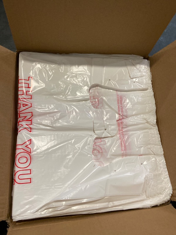 Photo 1 of UMT Plastar 500 Count Thank You Plastic Bags with Handles, 12" x 6" x 22", 14 Mic White Grocery Bags - Ideal for Grocery Stores, Retail, Restaurants, and Takeout