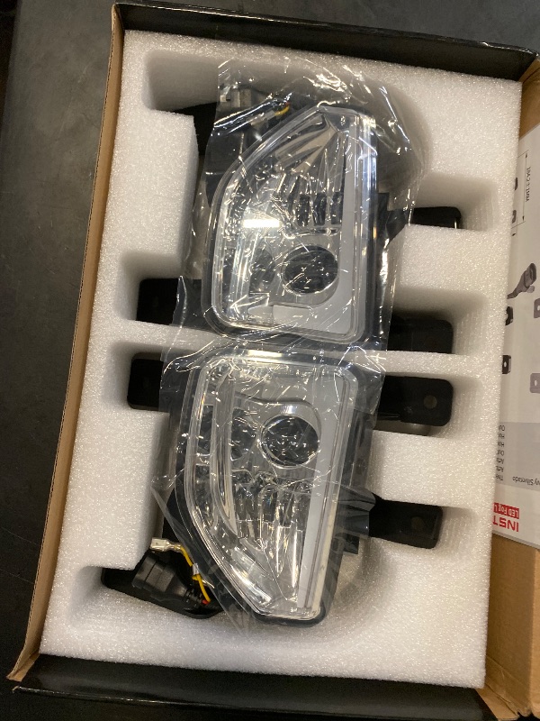 Photo 1 of 4X4FLSTC LED Fog Lights Assembly Compatible with 2016 2017 2018 Chevy Silverado 1500 models DOT Bumper Driving Lights Fog Lamps Replacement with DRL Halo Chrome