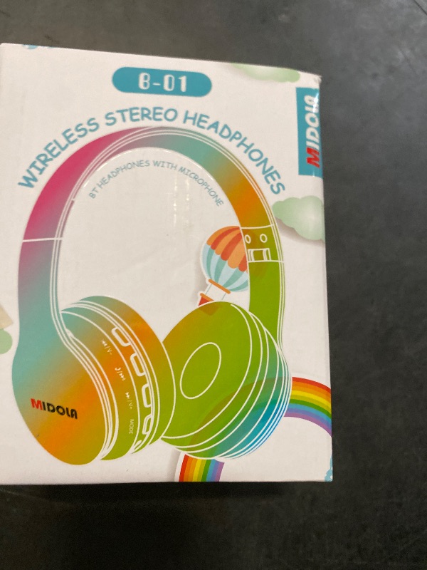 Photo 1 of MIDOLA Kids Headphones Bluetooth 5.3 Wireless 60H Play Time Volume Limit 85/110dB Over Ear Foldable Protection Headset/Wired AUX Cord Mic for Children Boy Girl Travel School Phone Pad Tablet Blue