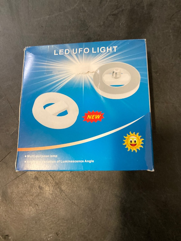Photo 1 of LIGHTSTARTER UFO LED Light Bulb, 28W, 40W, 60W Ceiling Light Bulb, Flat Light Bulb, Base for Home Lighting, Garage, Workshop, Basement Easy-Installation Energy Saving LED Lamp with Folded E27 (28)