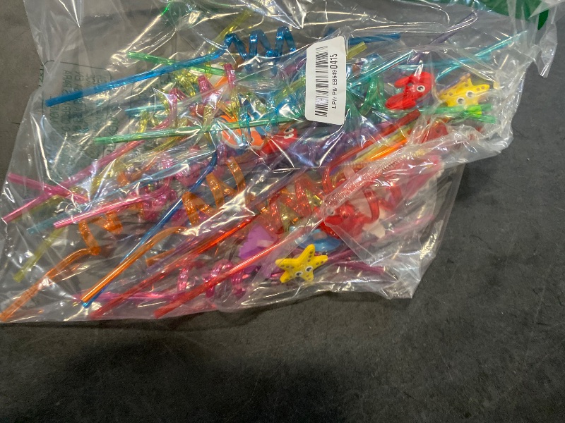Photo 1 of 24 Pcs Under the Sea Party Favors Sea Animal Drinking Straws Reusable Sea Creature Twisted Straws Ocean Birthday Party Supplies with 2 Pcs Cleaning Brushes