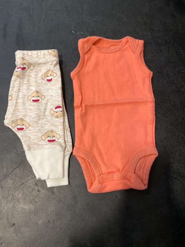 Photo 1 of 2pc Baby Soft sleeveless Bodysuit, Orange, Newborn