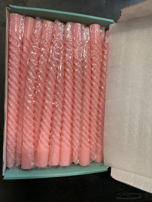 Photo 1 of 20 Pack 10 Inch Pink Spiral Taper Candles for Holiday Home Decoration, Unscented Dripless Twisted Candlesticks for Dinner Party Wedding Valentines Day Baby Shower and Easter