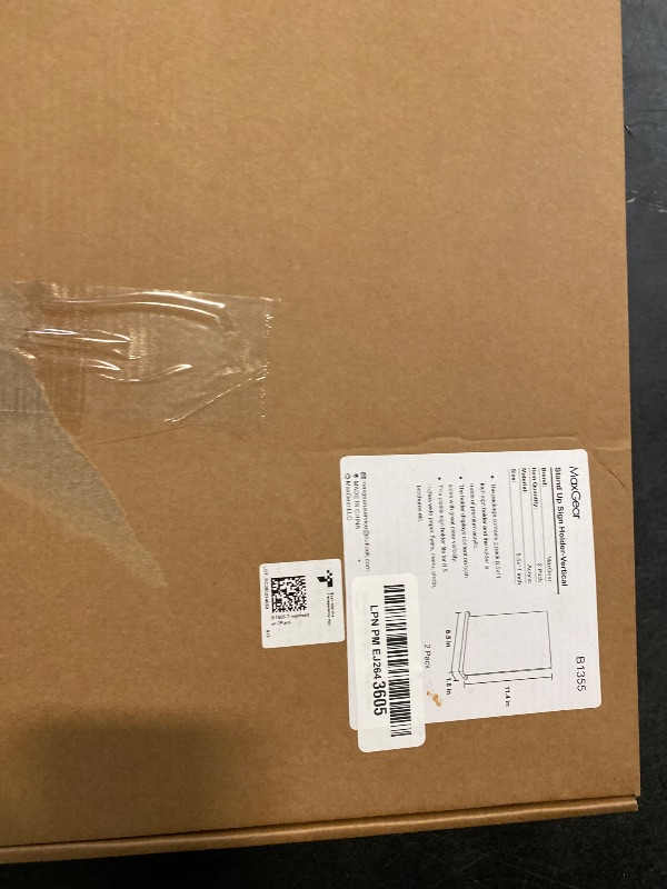 Photo 1 of MaxGear Acrylic Sign Holder 8.5x11 Inches 2 Pack, Double Sided Clear Display Stand Table Top Paper Holder, Vertical Menu Flyer Stand, Plastic Frame for Stores, Restaurants, Hotels, Office