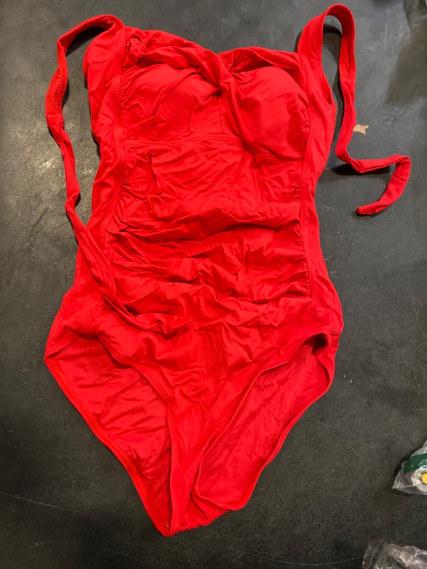 Photo 1 of Size M RED Tempt Me Women One Piece Swimsuits Front Cross Keyhole Tummy Control Backless Bathing Suit