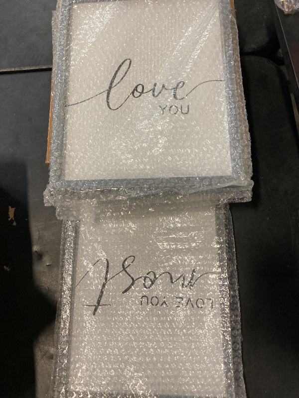 Photo 1 of Set of 3 I Love You Signs - Love You More Wall Decor for Bedroom and Living Room (11x14 inches, Gray)