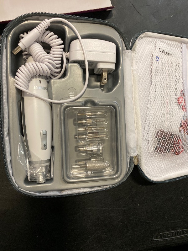 Photo 1 of Beurer MP62 Professional Nail Drill Kit, Portable Electric File Machine with 10 Attachments & 10 Sanding Bands, Efile Dremel for Acrylic Gel Manicure and Pedicure, LED Light, with Storage Case