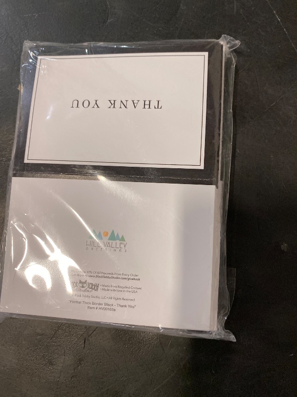 Photo 1 of Hill Valley Greetings Black Formal Thank You Cards with Border - 48 Classic Note Cards with Envelopes - Perfect for Business Professionals & Special Events