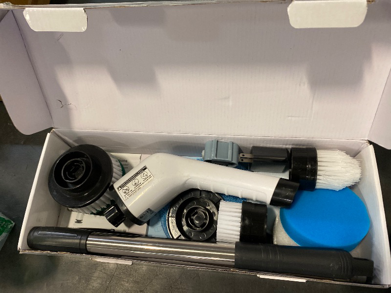 Photo 1 of Bomves Electric Spin Scrubber, Cordless Cleaning Brush Scrubber for Home, 400RPM/Mins-8 Replaceable Brush Heads-90Mins Work Time, 3 Adjustable Size, 2 Speeds for Bathroom Shower Bathtub Glass Car