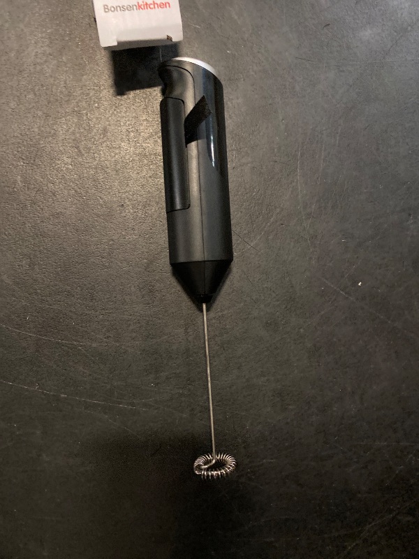 Photo 1 of Bonsenkitchen Powerful Milk Frother for Coffee, Fast Handheld Drink Mixer with Stainless Steel Whisk, Battery Operated Hand Frother Stirrer Wand-Black