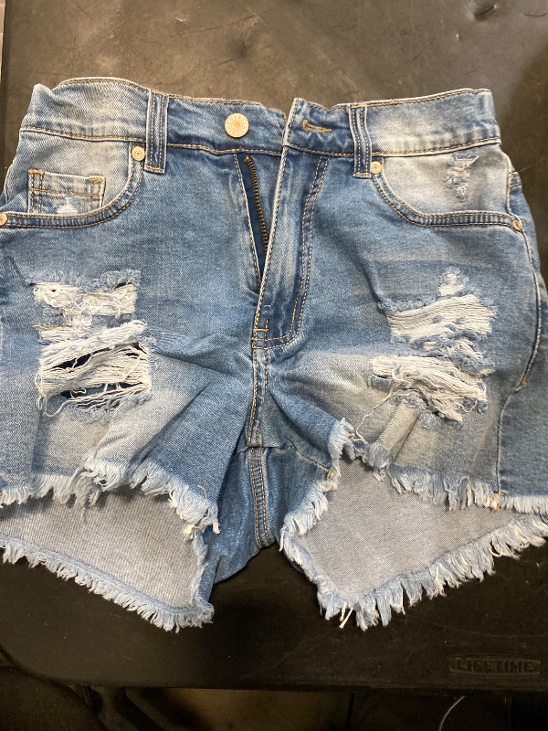 Photo 1 of Size S Angerella Stylish Jean Shorts for Womens Cut Off Denim Shorts High Waisted Pocketed Shorts Blue 