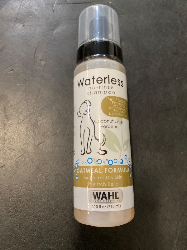 Photo 1 of Wahl USA Pet Friendly Waterless No Rinse Shampoo for Animals – Oatmeal & Coconut Lime Verbena for Cleaning, Conditioning, Detangling & Moisturizing Dogs, & Cats – 7.1 Oz - Model 820015A