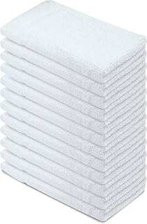 Photo 1 of Amazon Basics Soft and Thick Cotton Hand Towels, 16 x 26 in, White, 12-Pack