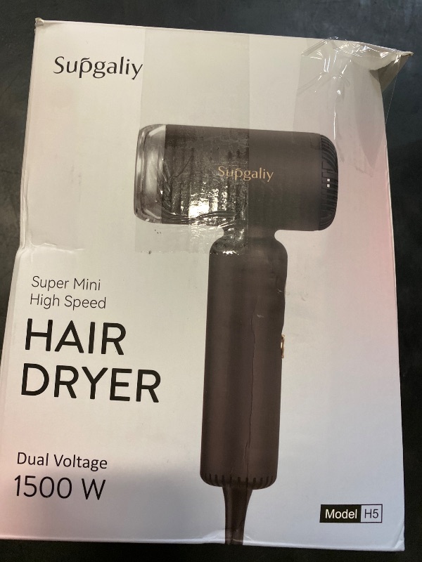 Photo 1 of SUPGALIY Dual Voltage Hair Dryer, High-Speed Ionic Blow Dryer for Fast Drying, Travel Compact Hair Blow Dryer with Magnetic Curly Diffuser for Home, Portable Hairdryer International 110-240V