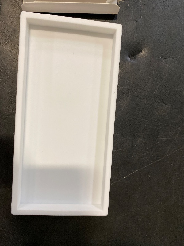 Photo 1 of EG-SIPRO Silicone Bathroom Tray, Thickened Shatterproof Rectangle Vanity Tray for Counter, Soap Dispenser Tray - Small 7.8 * 3.9 in - White Marble Pattern