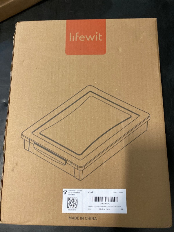 Photo 1 of Lifewit 4 Pack Plastic Multi-Purpose Storage Box with Latching Lids, Clear A4, 8.5" x 11" Letter Size Paper Storage, Storage Containers for Board Game, Craft, Document, Magazine, Art Supplies