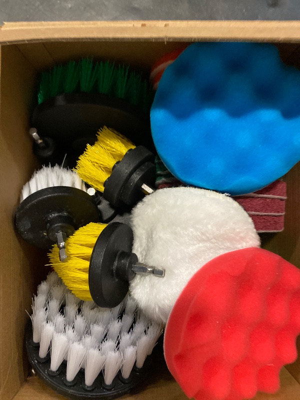 Photo 1 of Holikme 30Pack Drill Brush Attachments Set,Scrub Pads & Sponge, Power Scrubber Brush with Extend Long Attachment All Purpose Clean for Grout, Tiles, Sinks, Car Polishing Pads