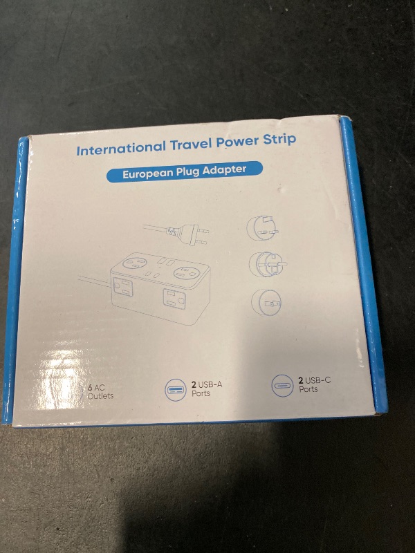 Photo 1 of Kakyanill European Travel Plug Adapter, EU/UK/US Travel Plug Adapter Power Strip, 6 AC Outlets, 4 USB Ports (2 USB C), 3ft Wrapped Around Extension Cord, Universal Travel Adapter