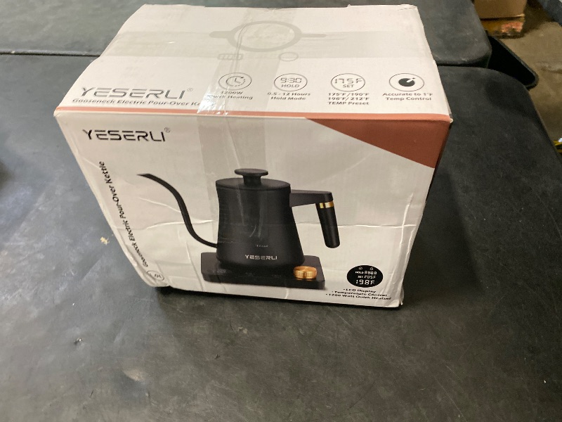 Photo 1 of YESERLI 1200W Gooseneck Kettle with ±1 Temperature Control,Pour Over Electric Kettle for Coffee & Tea,Digital Display,4 Temp Preset,12H Keep Warm,100% Stainless Steel,Rapid Heating,1L,Matte Black
